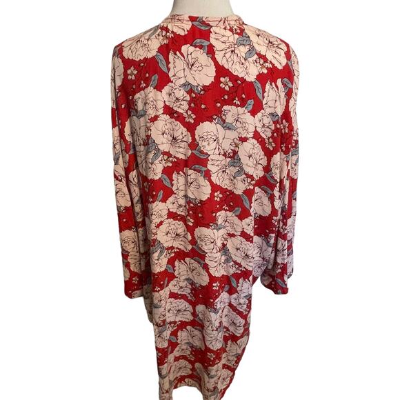 Knox Rose Open Kimono Cardigan Womens XL/XXL Red Floral Boho Beachy Coverup - Picture 6 of 11